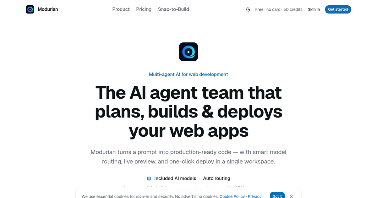 Screenshot of the Modurian website